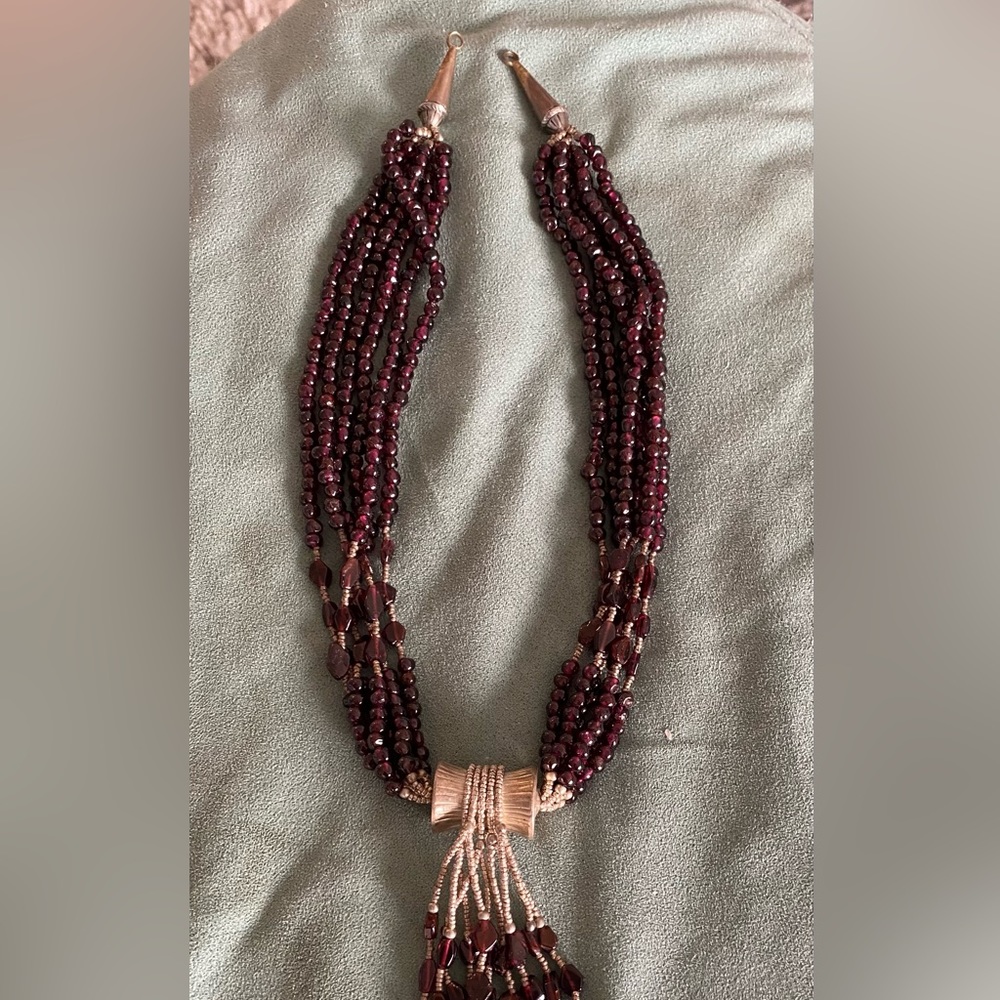 Fabulous garnet beaded necklace.